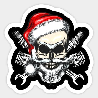Cool Skull Santa Mechanic Christmas Sticker
